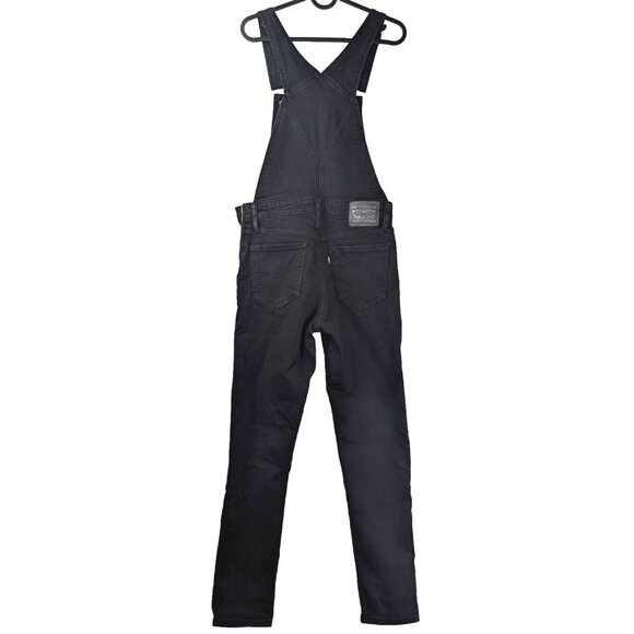 Levi's Womens Skinny Denim Overalls W27 Side Zip Closure Adjustable Straps Black - Picture 6 of 10